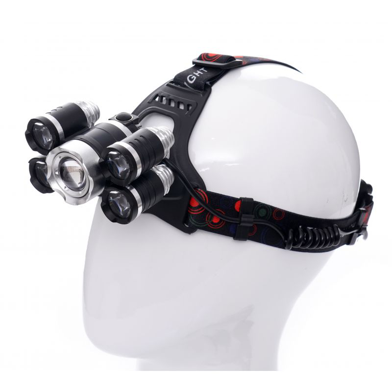 Prožektorius T6LED+4xQ5LED ant galvos Prožektorius T6LED+4xQ5LED ant galvos