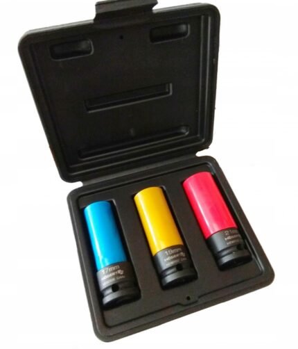 Smūginių 1/2 galvų komplektas su apsauga 17-19-21mm