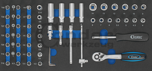 1/4 terkšlės komplektas / su dėklu vežimėliui 58 dalių 1/4 terkšlės komplektas / su dėklu vežimėliui 58 dalių