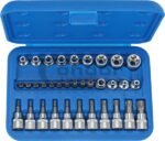 TORX 3/8 antgalių komplektas + E-profil galvos 34vnt.