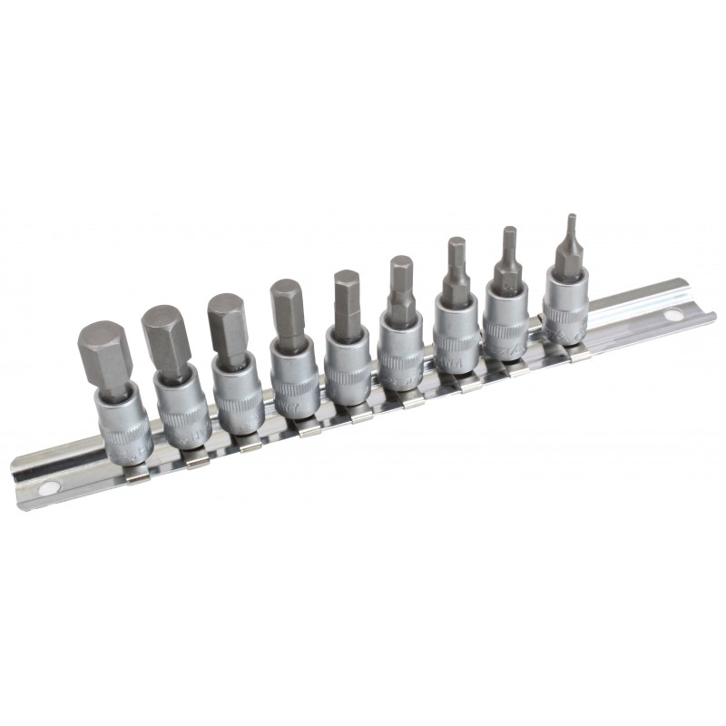 Antgaliai 1/4" šešiakampiai įpresuoti (2-10mm) 9vnt Antgaliai 1/4" šešiakampiai įpresuoti (2-10mm) 9vnt