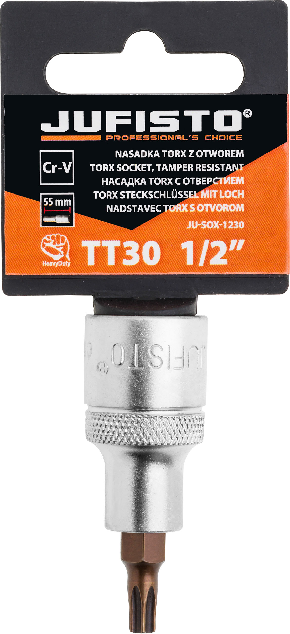 Įpresuotas T30 su skyle TORX antgalis 1/2 / 55 mm Įpresuotas T30 su skyle TORX antgalis 1/2 / 55 mm