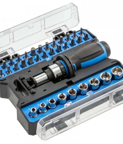 Atsuktuvas su galvučių ir antgalių komplektu