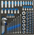 Colinių įrankių k-tas 1/4+3/8+1/2 su įdėklu vežimėliui 81 dalies