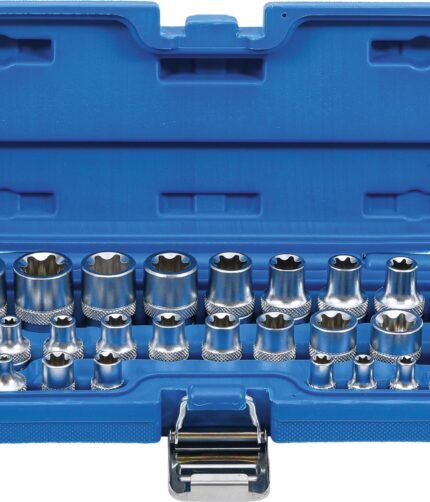 E-profil galvučių komplektas E4-E24 1/4+3/8+1/2 28dalių