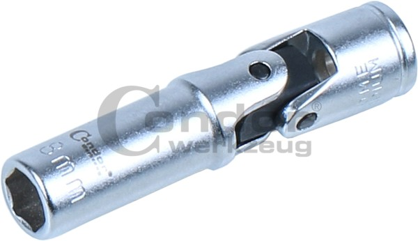 Galvutė žvakėms 1/4" 8mm. 6-kampė kardaninė Galvutė žvakėms 1/4" 8mm. 6-kampė kardaninė