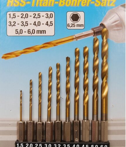 Grąžtai metalui titaniniai 1/4" 10vnt.