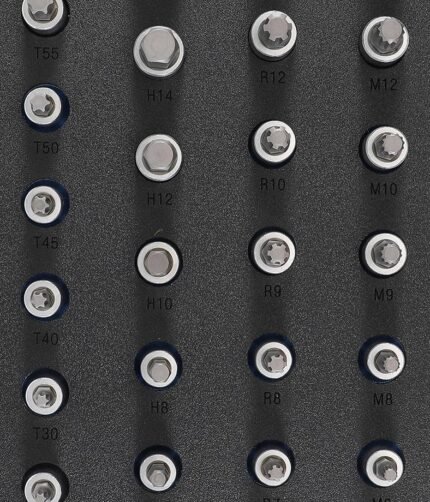 Įpresuotų 1/2 antgalių kompl. TORX-HEX-SPLINE dėklas