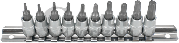 Įpresuotų 1/4 TORX antgalių rinkinys 10 vnt. Įpresuotų 1/4 TORX antgalių rinkinys 10 vnt.