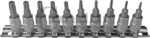 Įpresuotų 1/4 TORX antgalių su skyle rinkinys 10 vnt.