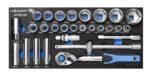 Įrankių komplektas 1/2 teršklės / 28dalių / su dėklu vežimėliui