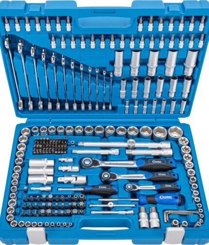 Įrankių komplektas 1/4+3/8+1/2 + terkšliniai raktai 215vnt.