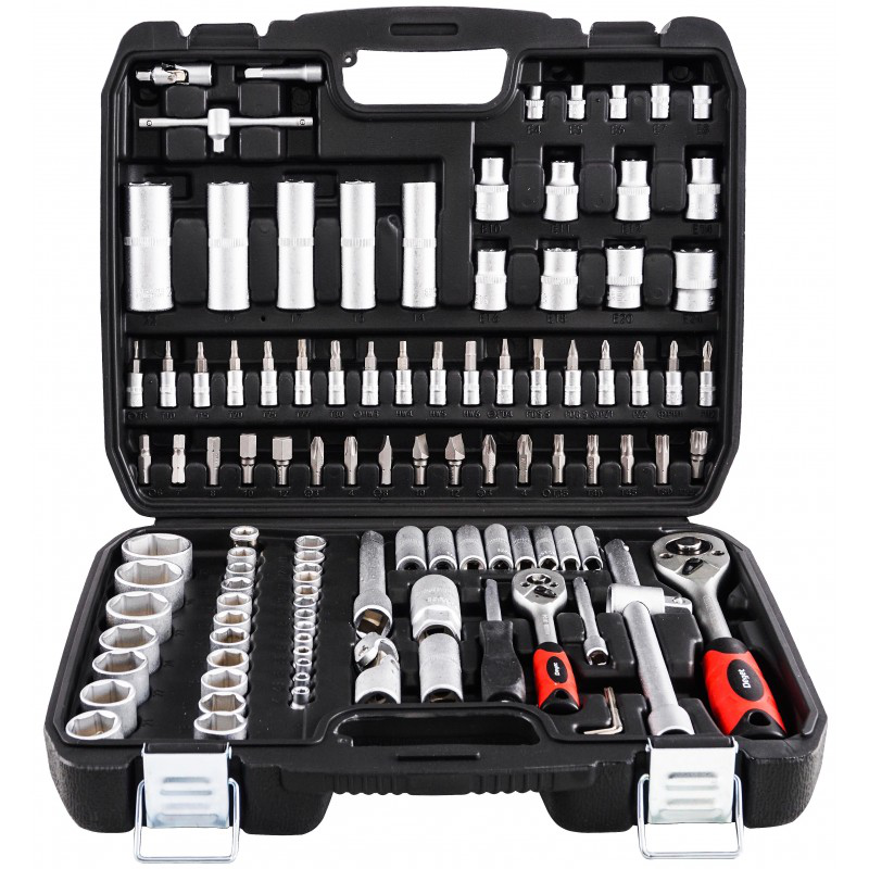 Įrankių komplektas 1/4+1/2 "6-kamp." 108 dalių Įrankių komplektas 1/4+1/2 "6-kamp." 108 dalių