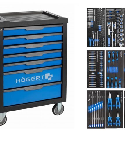 Įrankių vežimėlis 7 stalčių su 198 įrankiais