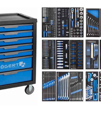 Įrankių vežimėlis 7 stalčių su 284 įrankiais