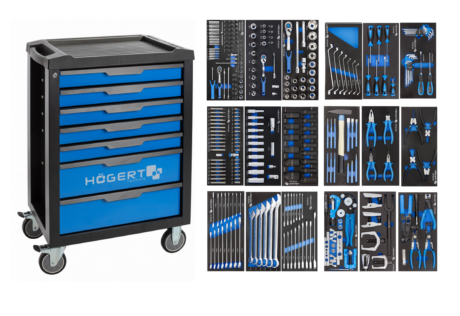 Įrankių vežimėlis 7 stalčių su 284 įrankiais Įrankių vežimėlis 7 stalčių su 284 įrankiais