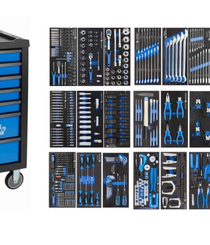 Įrankių vežimėlis 7 stalčių su 596 įrankiais