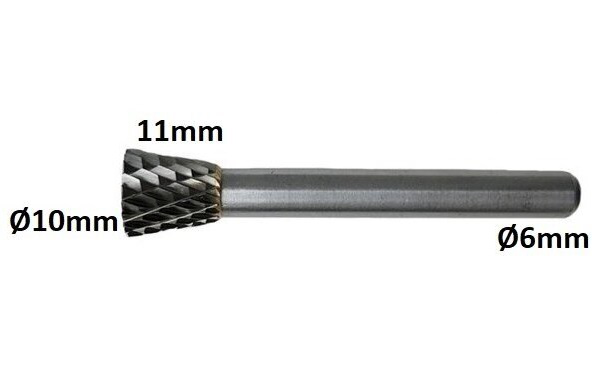 Kietmetalio freza N kūgio formos / 10x11mm Kietmetalio freza N kūgio formos / 10x11mm