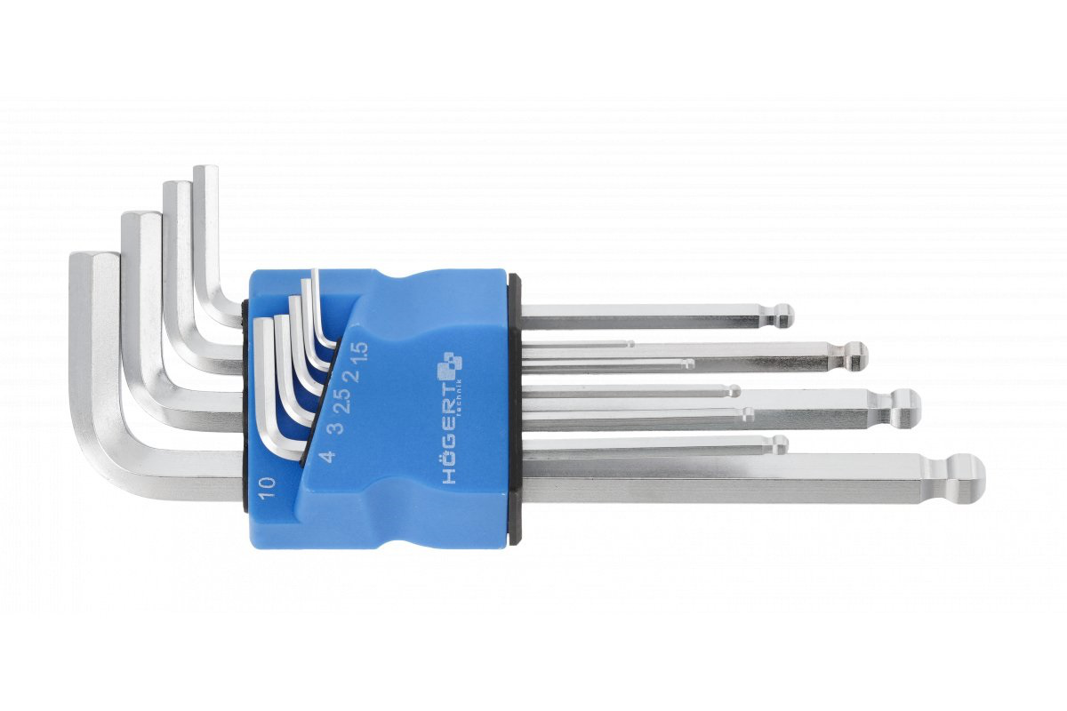 L-formos HEX raktų kompl. S2 apvaliu galu 9dal. L-formos HEX raktų kompl. S2 apvaliu galu 9dal.