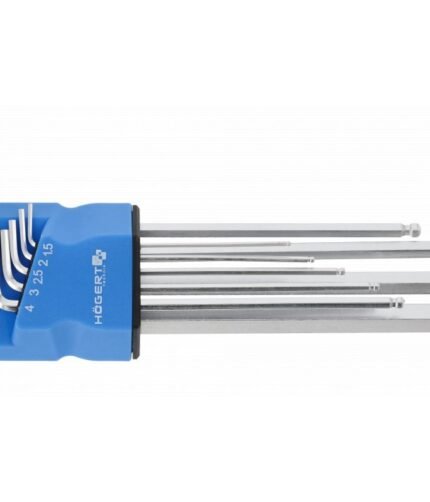 L-formos ilgų HEX raktų kompl S2 apvaliu galu 9dal