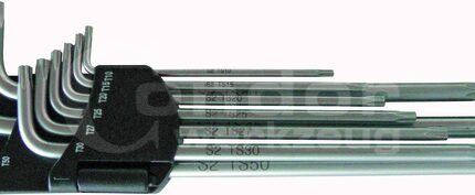 L-formos lenktų TS-TORX 5-kamp. komplektas su skyle