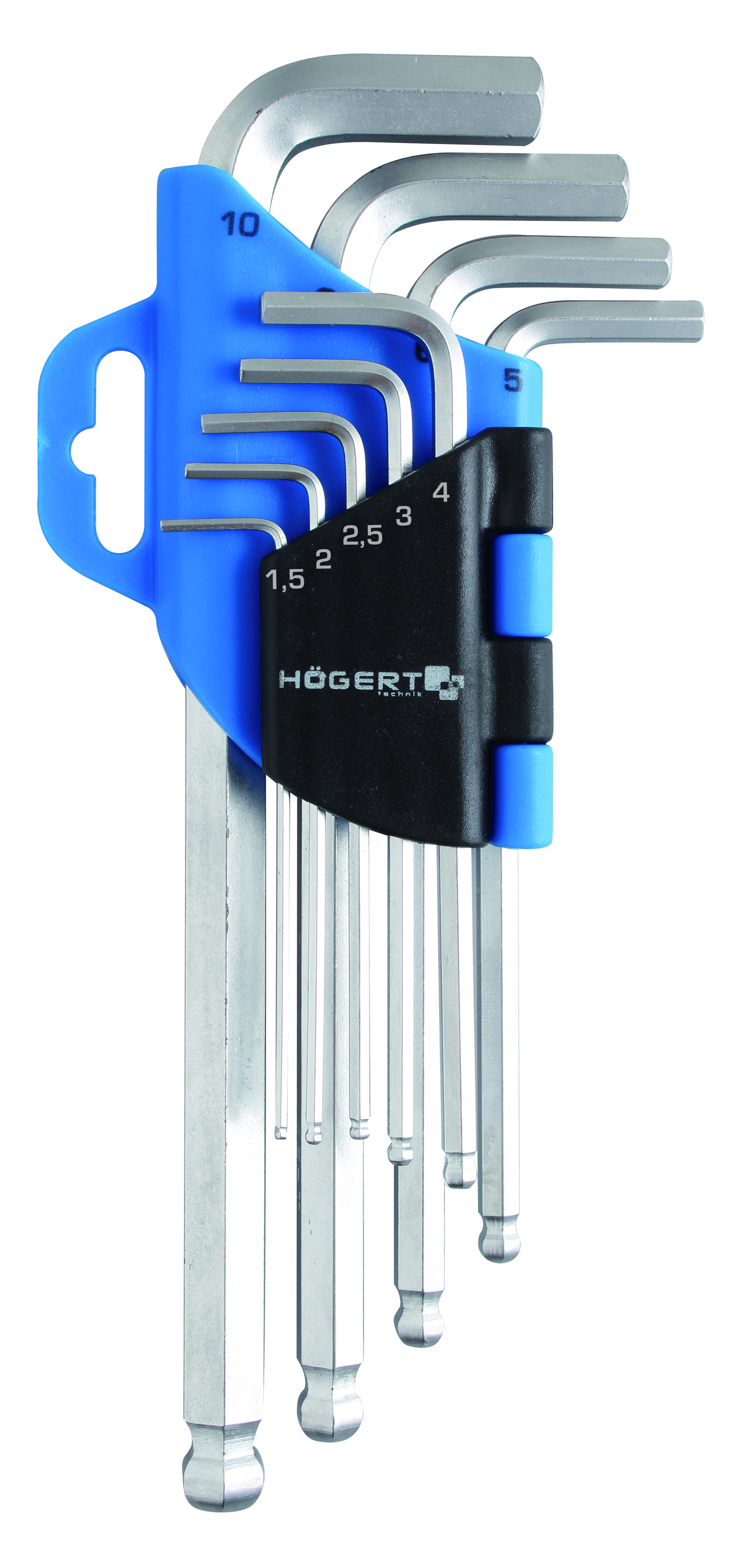 Lenktų L-formos šešiakampių komplektas HEX H1-H10 HOEGERT Lenktų L-formos šešiakampių komplektas HEX H1-H10 HOEGERT