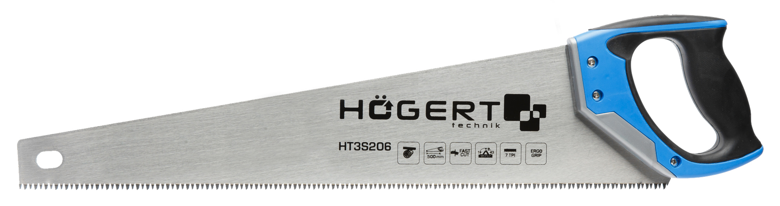 Rankinis pjūklas medžiui 7TPI / 500mm ilgio HOEGERT HT3S206 Rankinis pjūklas medžiui 7TPI / 500mm ilgio HOEGERT HT3S206