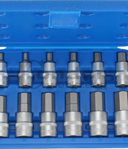 Įpresuotų 1/2 HEX (6-kampių) antgalių rinkinys 12 vnt.