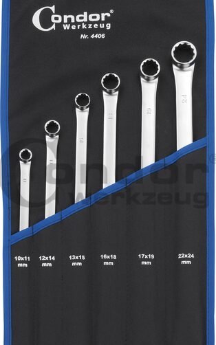 Dvigubo žiedo ilgų raktų komplektas (10-24 mm)