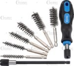 ŠEPEČIŲ KOMPLEKTAS KIAURYMĖMS SU RANKENĖLE 1/4" (Ø 8-19 MM) Plieniniai