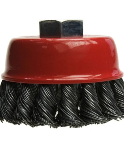 Šepetys plieninis kūginis kampiniam šlifuokliui 100 mm