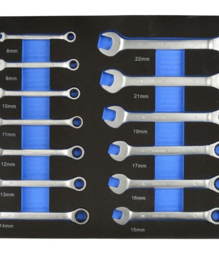 Terkšlinių raktų komplekttas 8-22mm su įdėklu vežimėliui 13 dalių