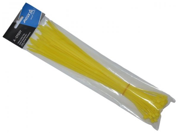 Tvirtinimo dirželiai geltoni ø5mm x 300mm / 50vnt Tvirtinimo dirželiai geltoni ø5mm x 300mm / 50vnt