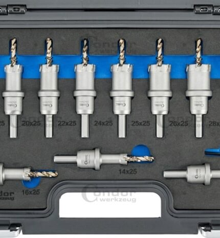 Karbidinių gręžimo karūnų komplektas su centravimu 12-30 mm