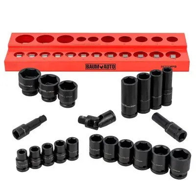 Smūginių galvučių komplektas 1/2 6-k 10-32mm su kardanais 22vnt