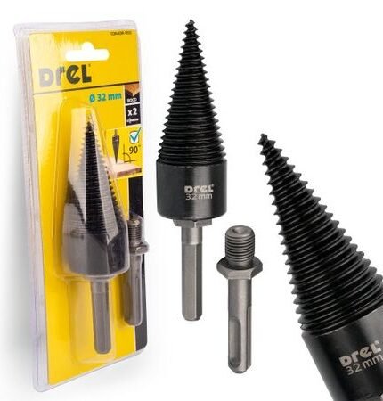 Grąžtas medžiui skaldyti 32mm + 2 adapteriai