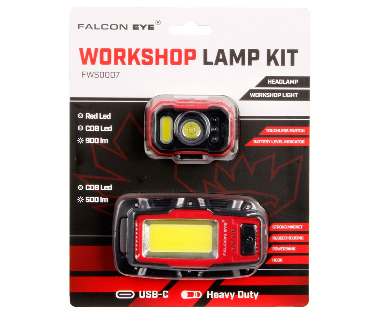 Įkraunamų galvos ir dirbtuvių žibintų komplektas 900lm Įkraunamų galvos ir dirbtuvių žibintų komplektas 900lm