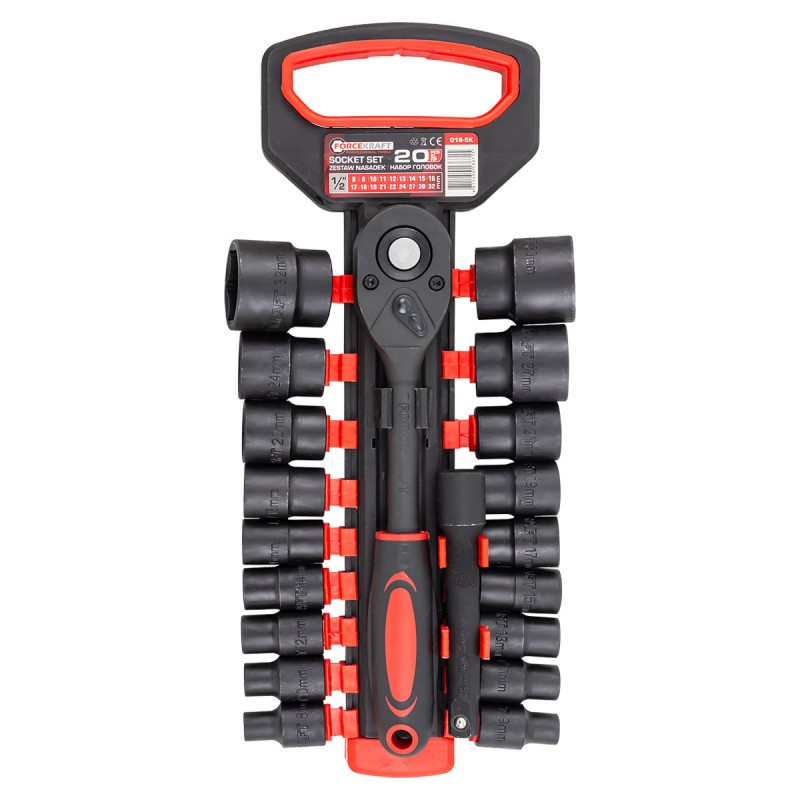 Terkšlė 1/2'' Cr-Mo su galvutėmis 8-32mm 20vnt. Terkšlė 1/2'' Cr-Mo su galvutėmis 8-32mm 20vnt.