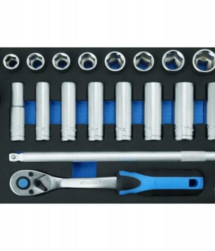 Įrankių komplektas 3/8 terkšlės / 33dalių / su dėklu vežimėliui