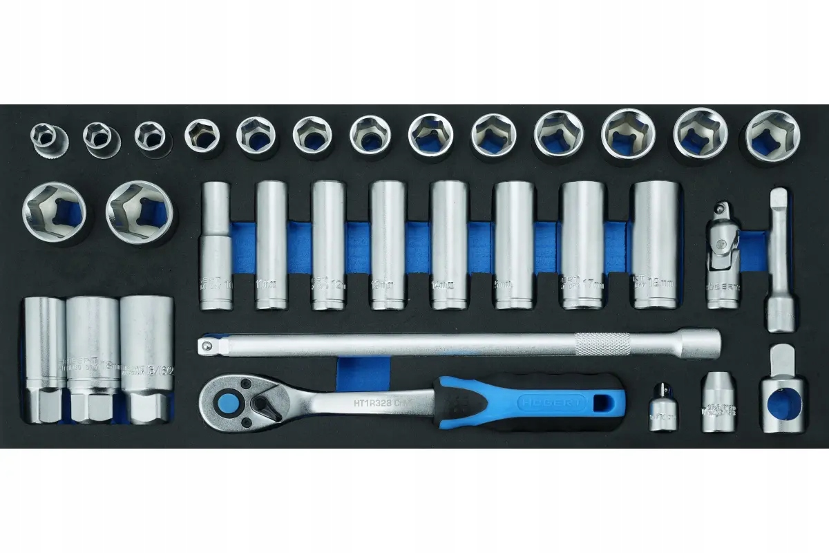 Įrankių komplektas 3/8 terkšlės / 33dalių / su dėklu vežimėliui Įrankių komplektas 3/8 terkšlės / 33dalių / su dėklu vežimėliui