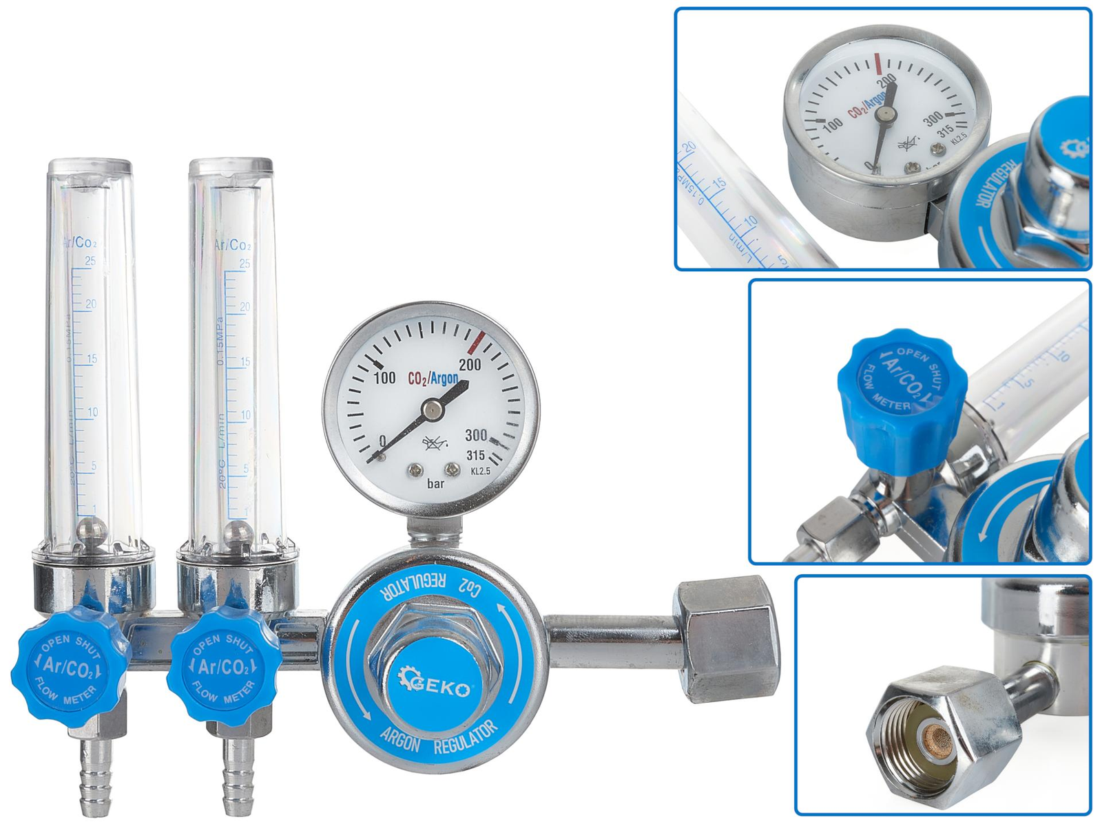Reduktorius CO2/Argon su dviem rotametrais Reduktorius CO2/Argon su dviem rotametrais