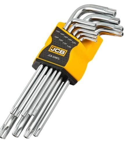 L-formos TORX raktų su skyle komplektas T10-T40mm 9vnt.