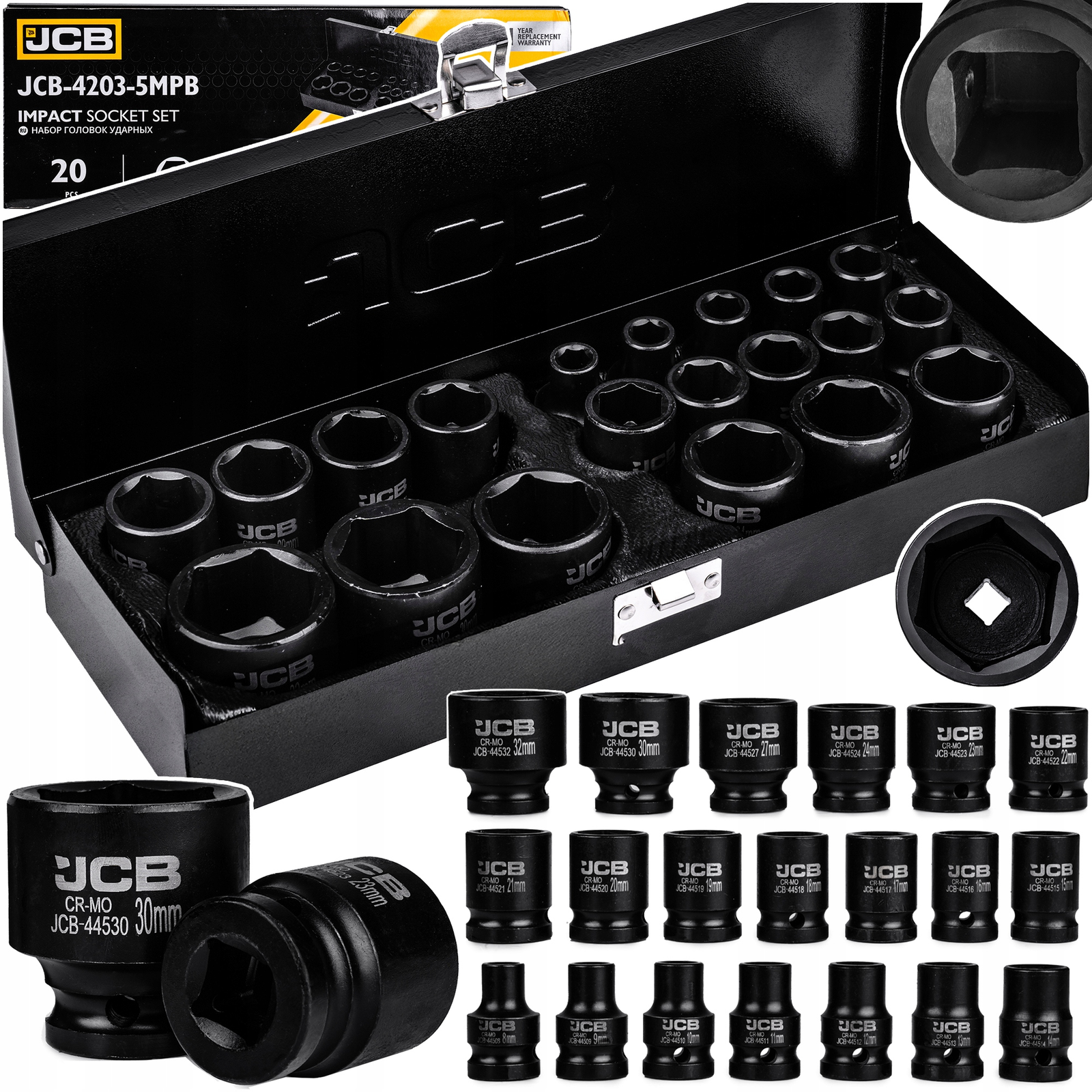 Smūginių galvučių komplektas 1/2" 6k. (8-32 mm) Smūginių galvučių komplektas 1/2" 6k. (8-32 mm)