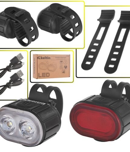 Žibintai dviračiui USB atsparūs vandeniui 2vnt.