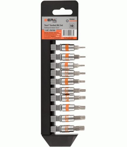 Įpresuotų 1/4 TORX antgalių rinkinys T8-T45 / 10 vnt.