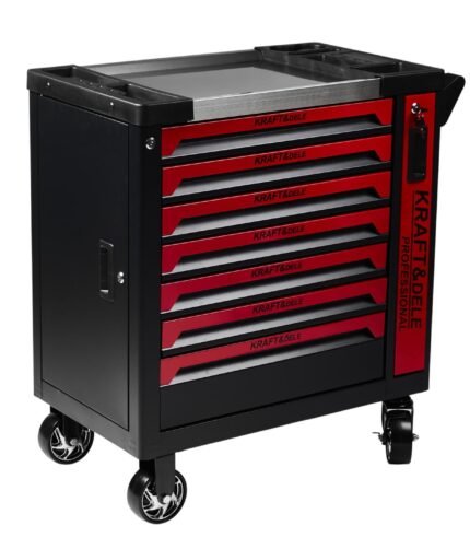 Įrankių vežimėlis 6 stalčių su šonine spinta (be įrankių)