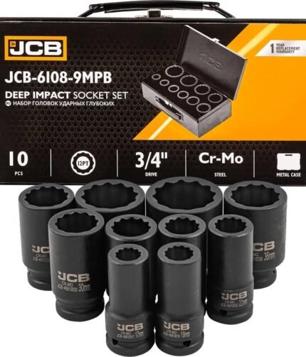 Smūginių ilgų galvučių komplektas 3/4" 12-kamp.17-46mm 10vnt.