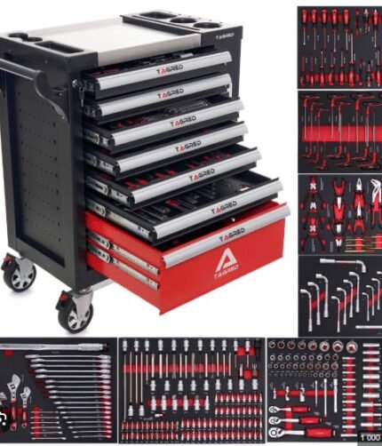 Įrankių vežimėlis 7 stalčių su 298 įrankiais